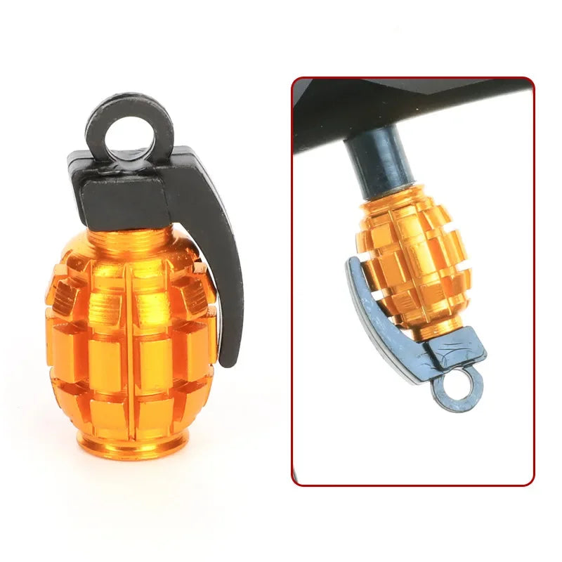Grenade Tire Valve Caps for Car Motorcycle Bike Aluminum Valve Stem Caps for American Valves Car-styling Parts Accessories Oasis Select