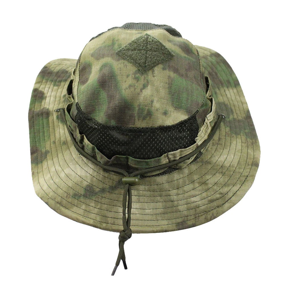 Camouflage Enthusiasts Square Pocket Camo Bonnie Cap US Bucket Benny Hats Fishing Outdoor Hiking Tactical Sun Caps Oasis Select Ruins Green