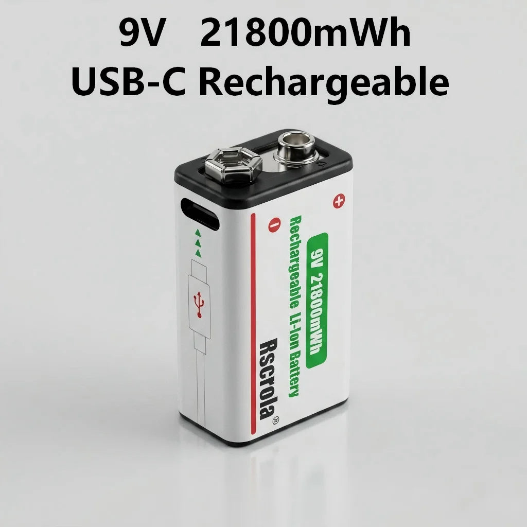 New 1-10PCS Hot selling 9 Volt USB-C Rechargeable Lithium Battery High Capacity Fast Charging for Multimeter Wireless Mic Oasis Select