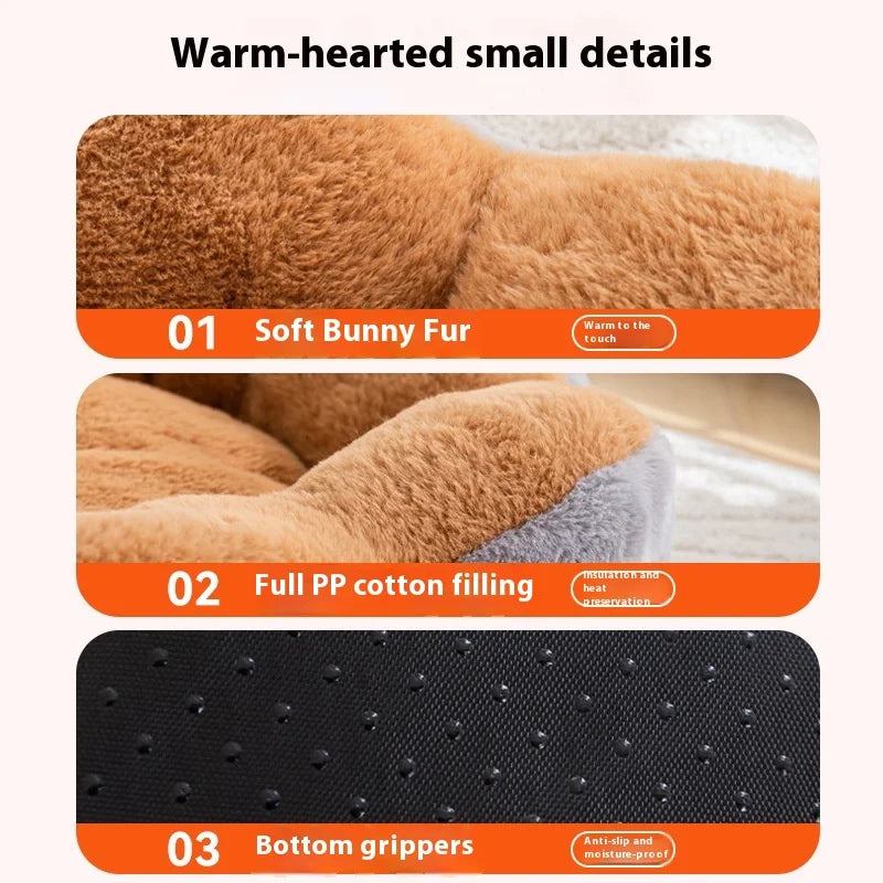 Petal Cat Bed Thickened and Warm in Winter, Rabbit Plush Detachable and Washable Pet Bed, Round Bed Small Dog Bed Products Oasis Select