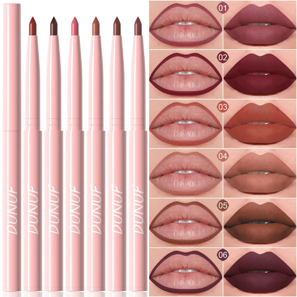 DUNUF 6-Piece Matte Lip Liner Set – Waterproof, Long-Lasting Matte Lip Liner Set Oasis Select 01