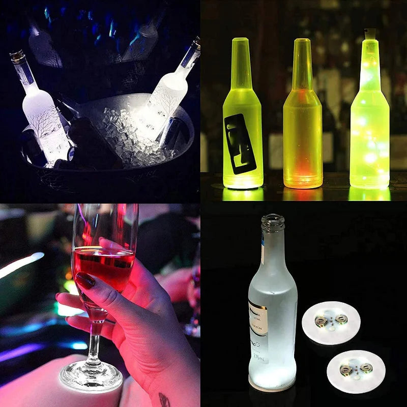 5/10/30PCS LED Coaster Lights Bar KTV Wedding Party Cocktail Drink Cup Vase Lighting Luminous Bottle Stickers Decoration Oasis Select