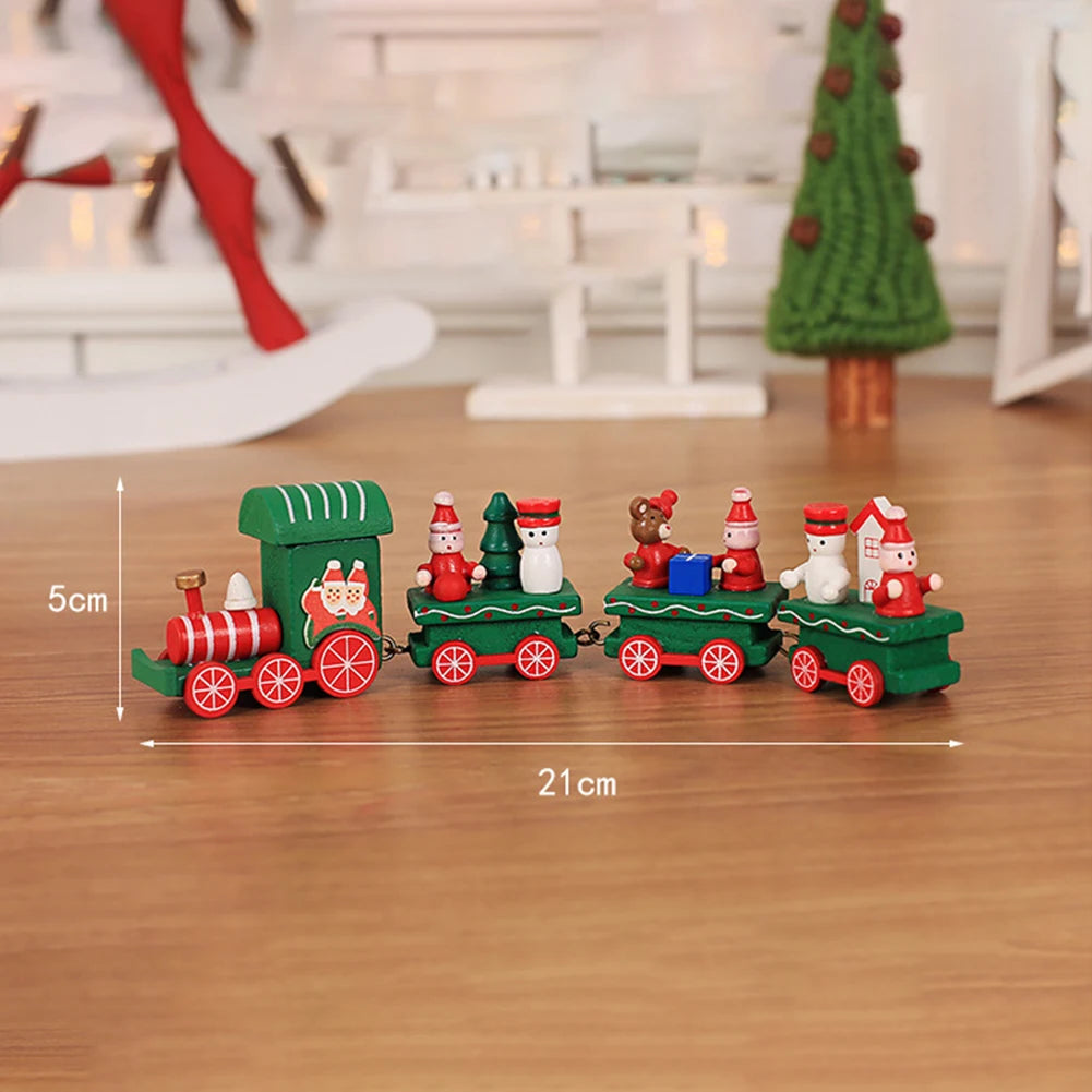 Decorative Mini Wooden Train Christmas Gifts Festive Decor 21*5 Cm 8.27*1.97 Inches Wooden Christmas Train Christmas Motifs Oasis Select