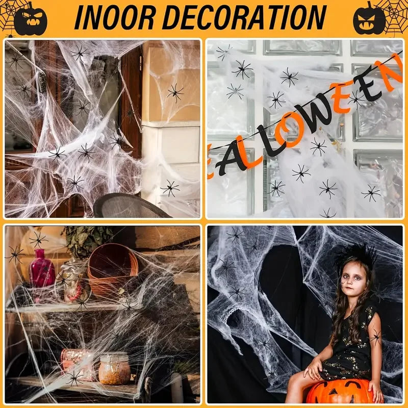 1-20PCS Halloween Decoration Stretchy Spider Web Cotton Cobweb Horror Prop for Haunted House Bar Party Scene Scary Decor Use Oasis Select