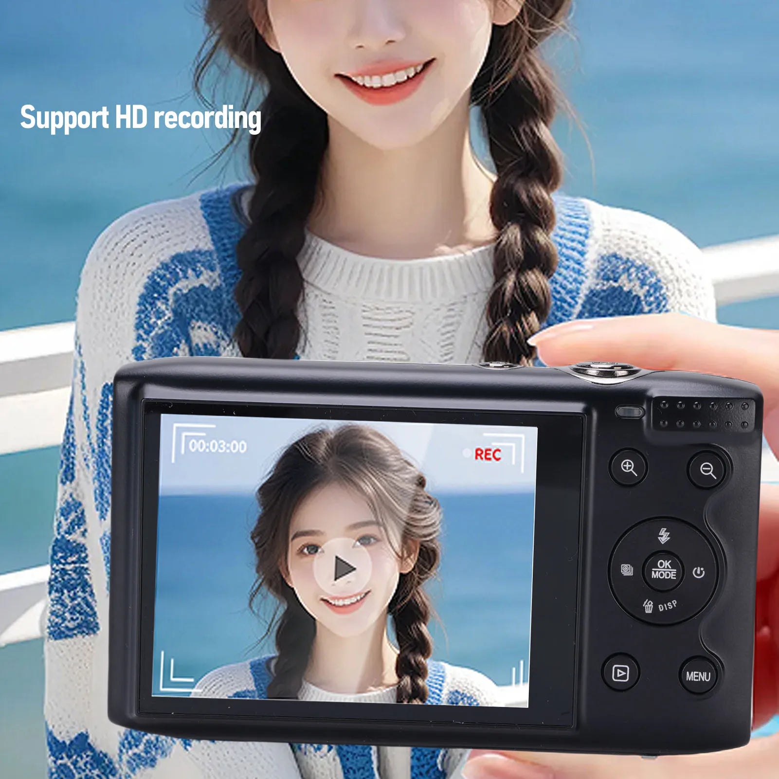 Vlog Travel Camera WiFi 5K Digital Camera AF Autofocus 1200mAh Battery 16X Zoom Portable 2.8 inch LCD Screen for Photography Oasis Select