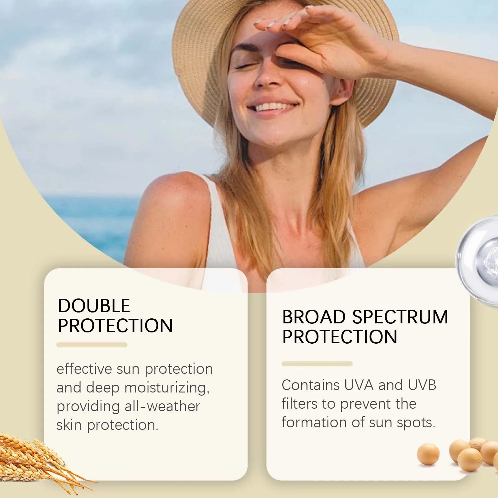 SPF 50+ Mild Moisturizing Sunscreen Soothe Cool Sunblock UVA/UVB Brighten Anti Oxidate Sun Prevent Sunburn Moisturize Sunscreen Oasis Select