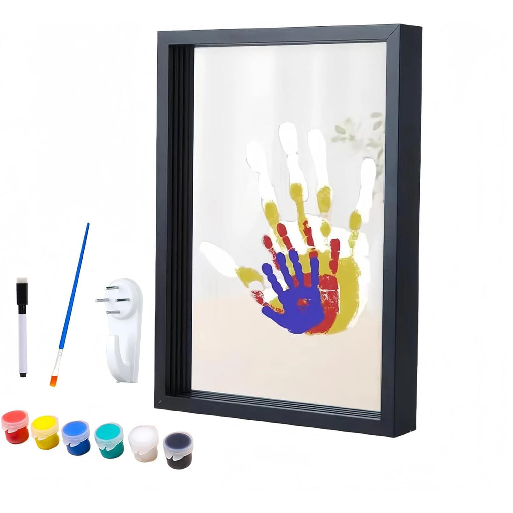 Home Handprint Kit Handmade DIY Home Souvenir Frame with 6-Color Pen DIY Creative Art Handprint Kit Oasis Select Black