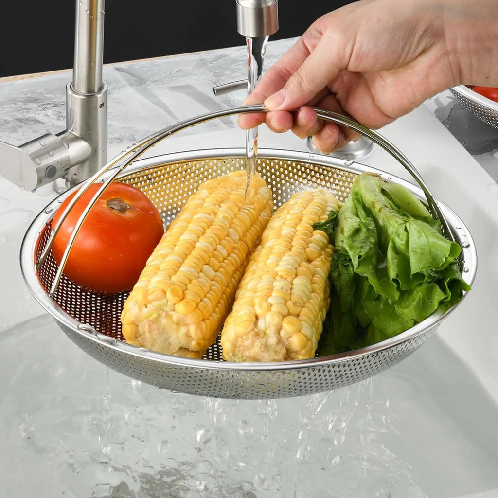 Stainless Steel Food Steamer Basket Food Steaming Basket Multifunctional Rice Sieve with Handle Steam Basket for Cooking Tools Oasis Select