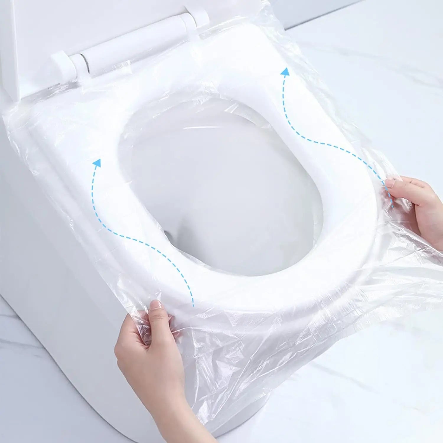 100 PCS Travel Disposable Toilet Seat Cover Individually Wrapped Fit for Kids Potty Training and Adult, Road Trips, Airports,Hot Oasis Select Clear