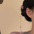 Vintage Pearl Tassel Hair Clip – Enamel Flower Hanfu Hair Pin Decorative Hair Pin Oasis Select A6