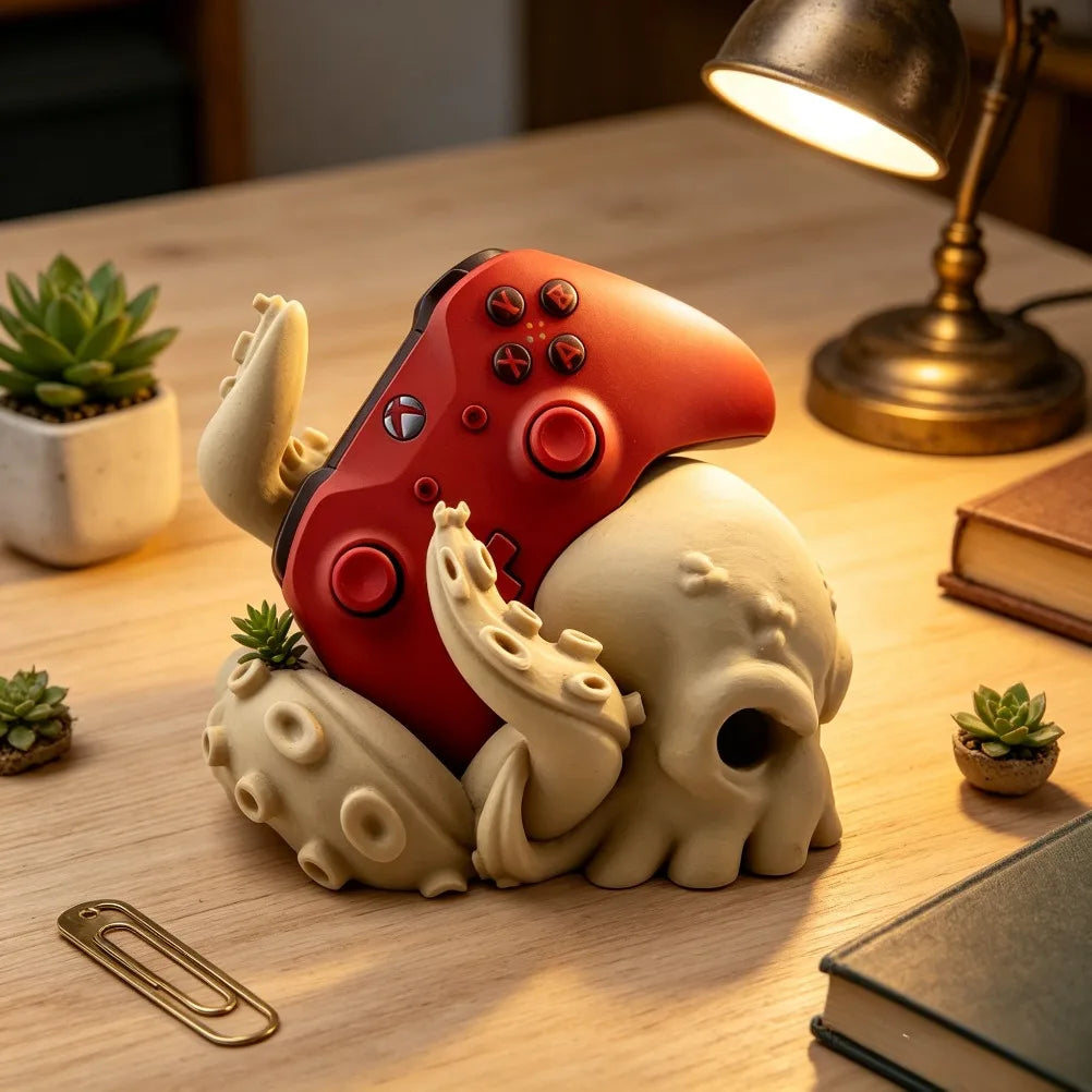 3D Printed Octopus Arm Controller Stand Universal Gamepad Holder Compatible with PS5 Xbox Creative Tentacle Shape Desk Ornament Oasis Select