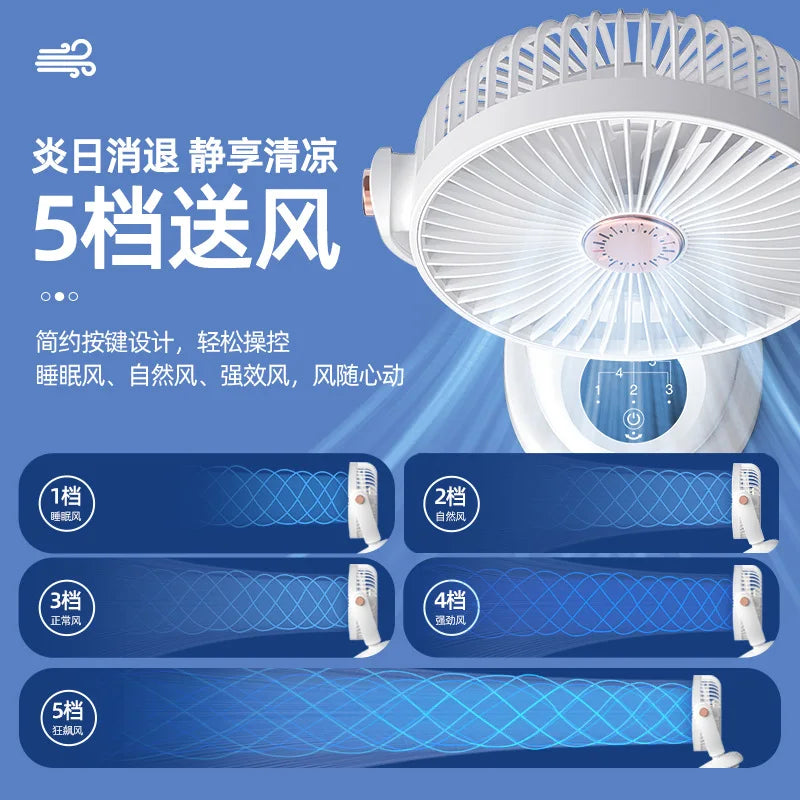USB Clip Fan Oscillating Head – Home Office Dorm Desk Fan