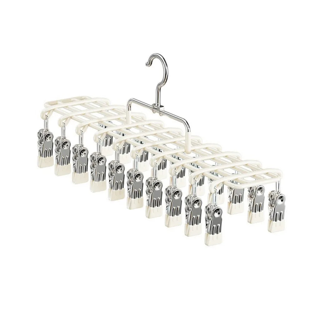 20-Clip Stainless Steel Sock Drying Rack – Rustproof & Windproof