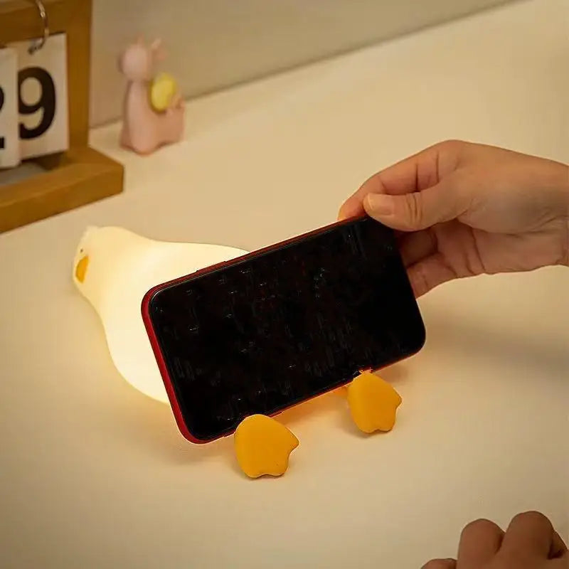 LED Duck Night Light Rechargeable Touch Silicone Cartoon Clap Duck Sleeping Night Lamp For Bedroom Decoration Children Gift Oasis Select