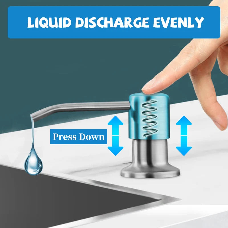 2PCS Stainless Steel Liquid Soap Dispenser Pump Kitchen Sink Hand Pressure Liquid Dispenser Kitchen Hardware Accessories Oasis Select