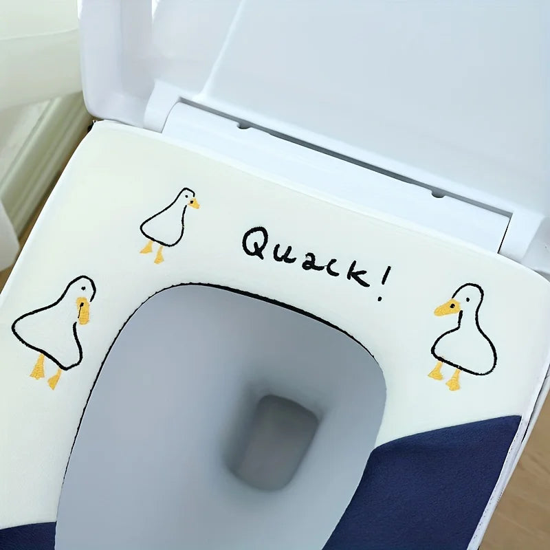 Cute Embroidery Toilet Seat Cover With Zipper Soft Warmer Washable Toilet Mat Cover Pad Cushion WC Ring Mat Bathroom Aceesories Oasis Select