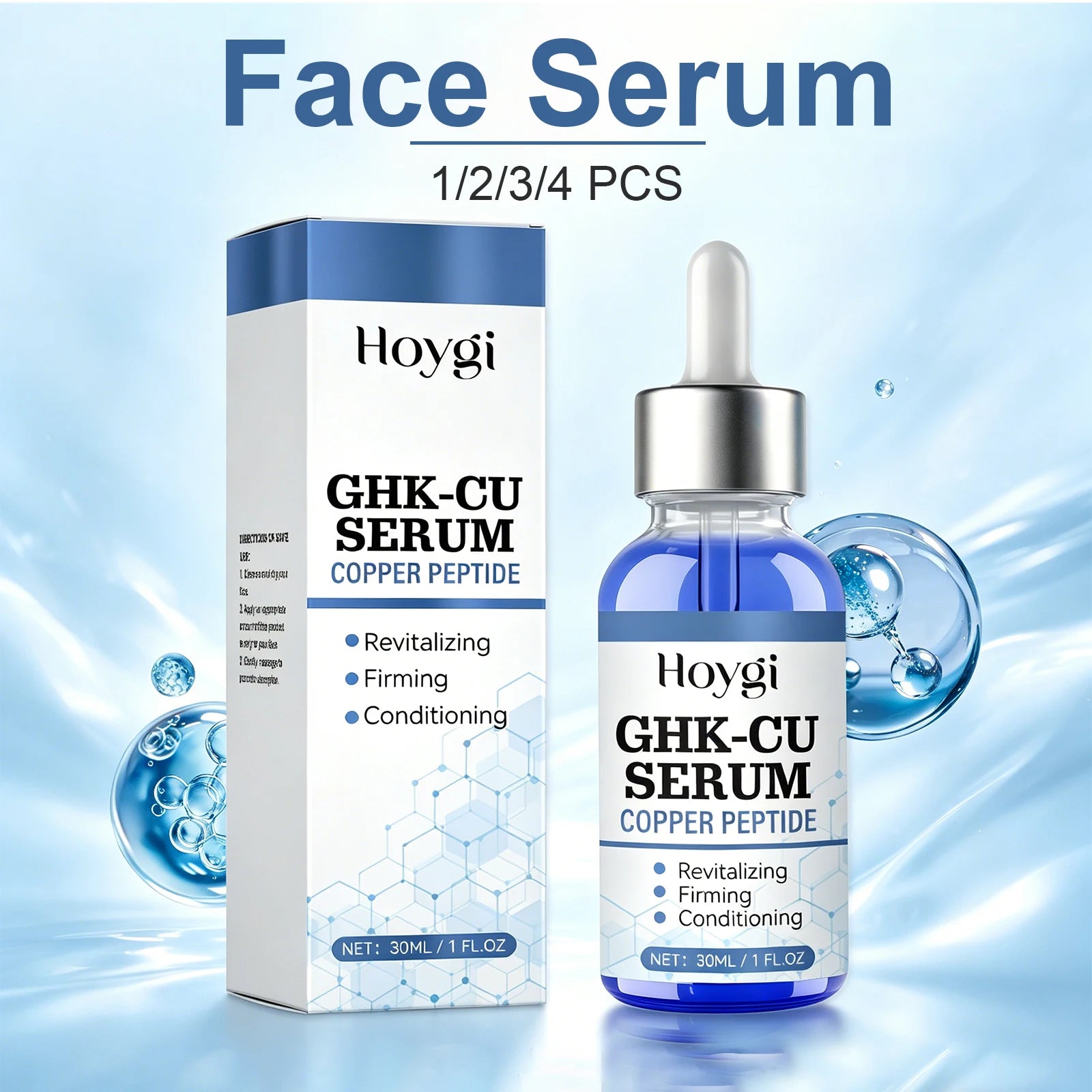 Copper Peptide Serum Face Serum Firming Lifting Supports Smoother Skin Pore Minimizing Hyaluronic Acid Brightening Hydrating 30m Oasis Select