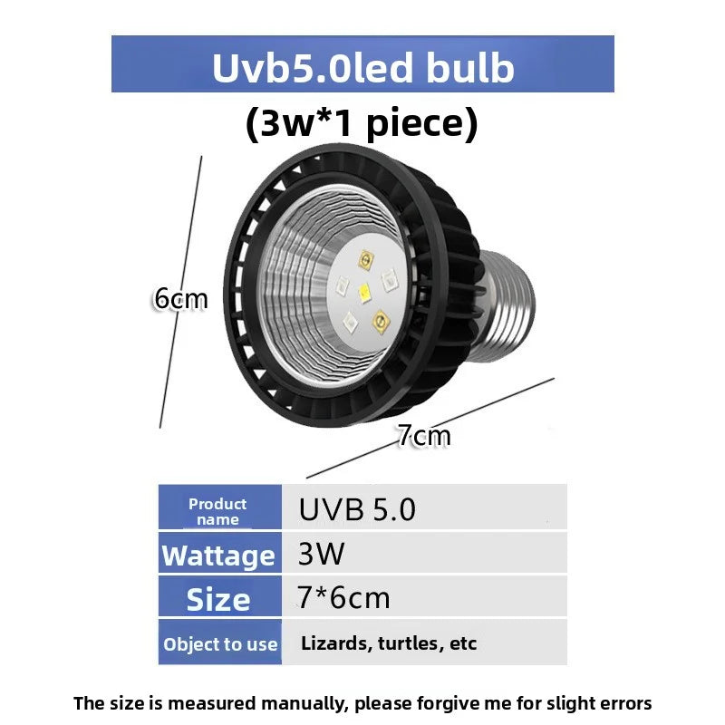 UVB UVA LED Reptile Basking Lamp for Turtles & Lizards | 3W
