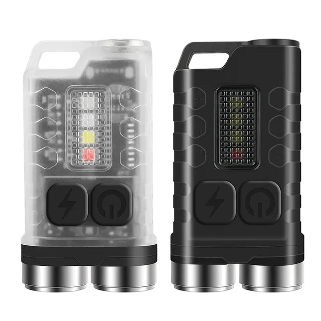 Multifunctional Mini V3 EDC Keychain Flashlight Super Bright Portable Waterproof LED Torch Type-C Rechargeable Pocket Lantern Oasis Select Black Fluorescence