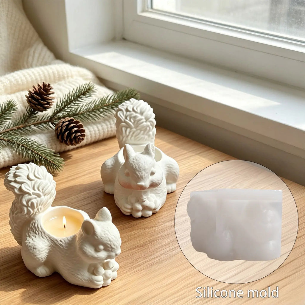 3d Squirrel Candle Holder Candle Holder Silicone Mold Animal Shaped Candle Base Minimalist Resin Plaster Casting Mold Oasis Select