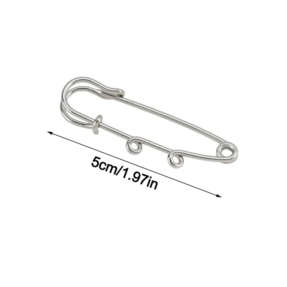 Silver Safety Brooch Pins Multi Holes Connectors DIY Charms Brooch With Holes Findings Accessories Shawl Adjuster Oasis Select 5CM-With 2Rings