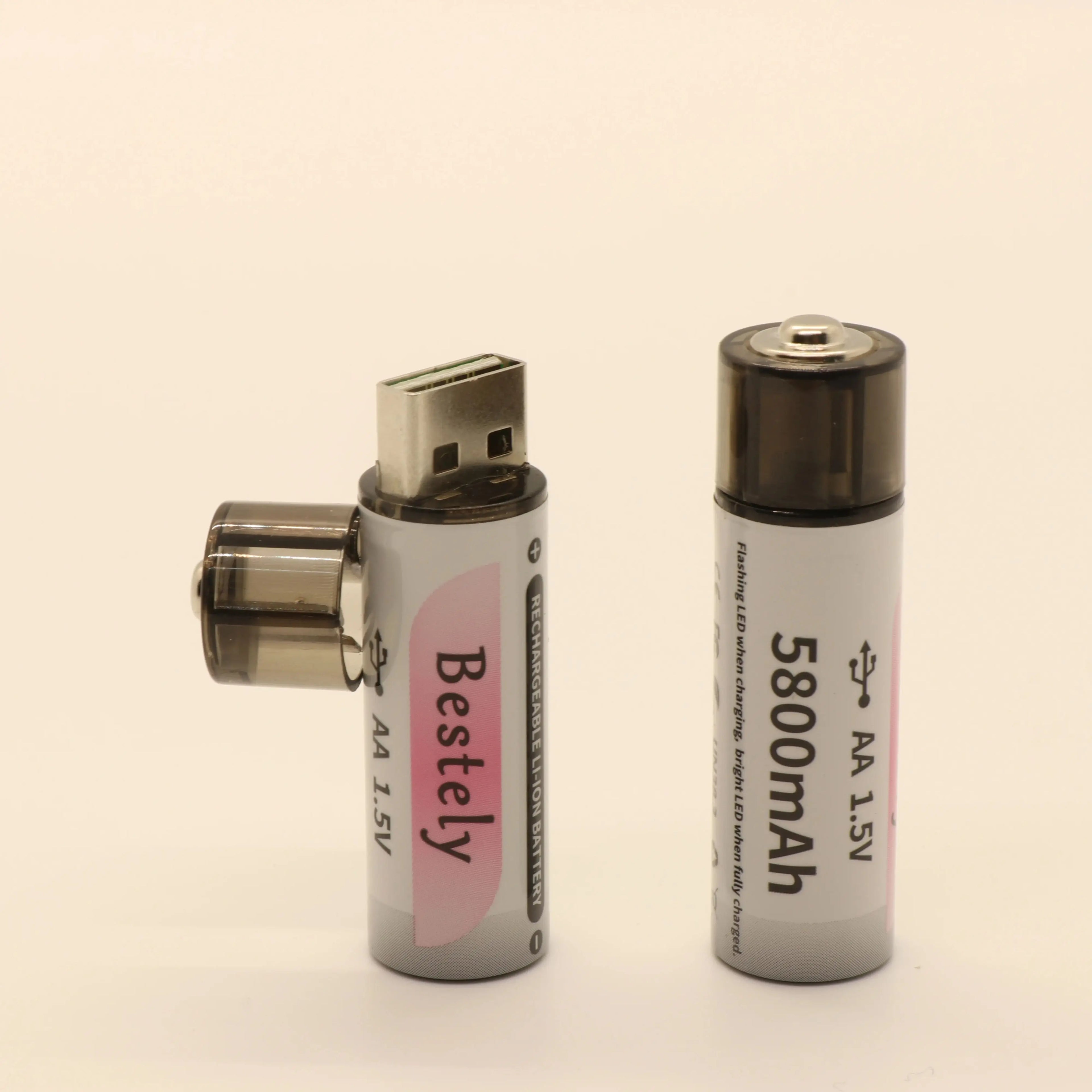 2025 New 1.5v Rechargeable Lithium AA Battery, High capacity 5800mAh USB Li-ion AA Battery,1.5h fast charging and long lasting Oasis Select