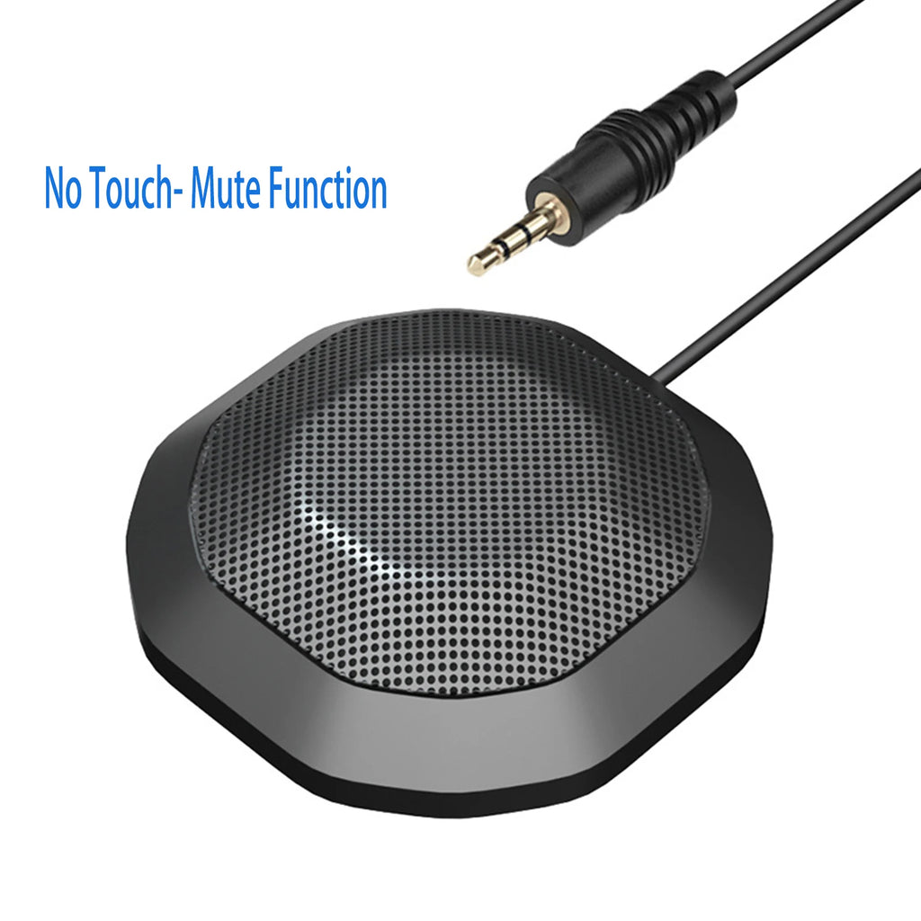 Portable 3.5mm Plug Conference Microphone 360° Omnidirectional Condenser PC Mic Plug & Play Small Microphone for PC Laptop Oasis Select No Touch Mute