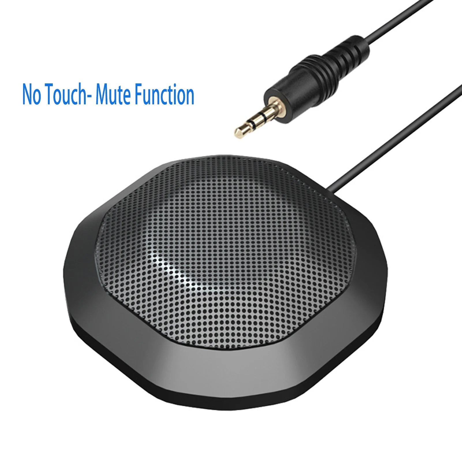 Portable 3.5mm Plug Conference Microphone 360° Omnidirectional Condenser PC Mic Plug & Play Small Microphone for PC Laptop Oasis Select No Touch Mute
