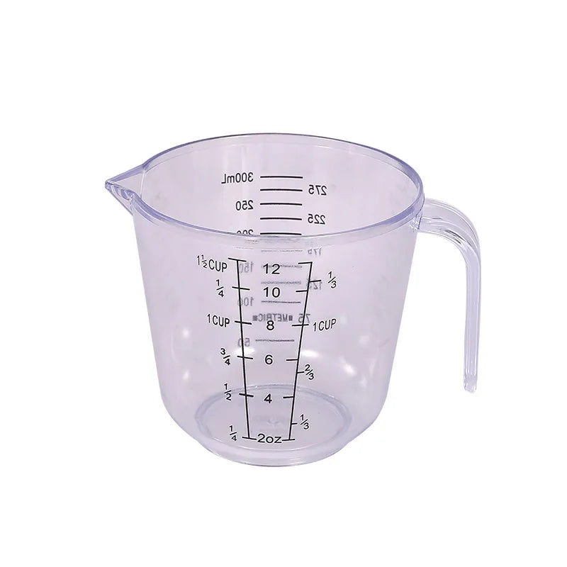 Measuring Cup Premium Graduated Transparent Heat Resisting Plastic Milk Cups Pour Spout with Handle Kitchen Tool Microwavable Oasis Select Transparent-300ML