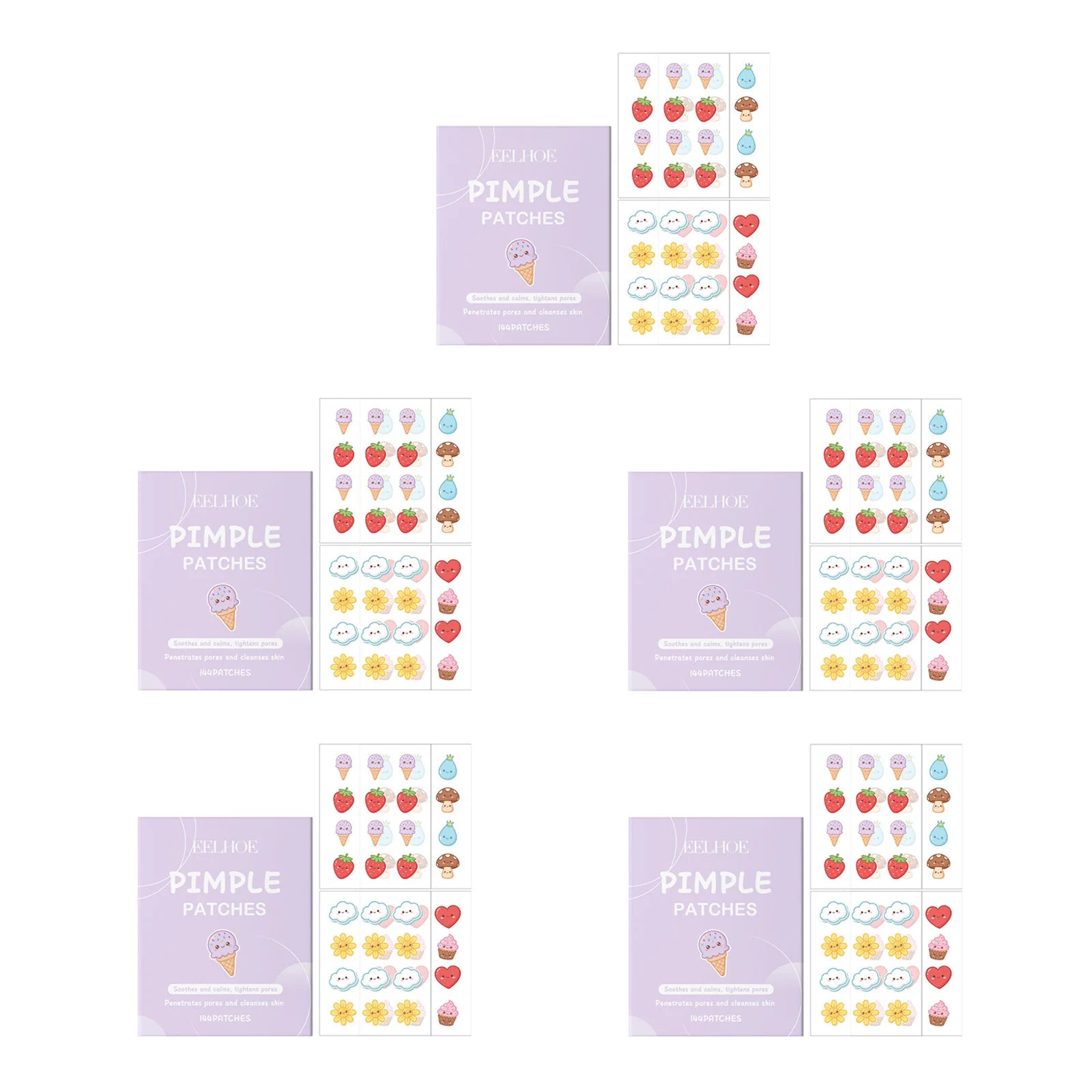 144pcs Cartoon Salicylic Acid Acne Patches Hydrocolloid Pimple Patches Invisible Facial Concealer Acne Patch Soothe Face Skin Oasis Select 5 x 144pcs Boxed