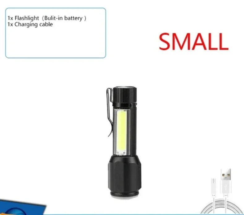 Rechargeable Zoom LED Flashlight Handheld Torch with 3 Modes Waterproof High Power Light Hand Lamp For Working Outdoor Camping Oasis Select Small ZOOM