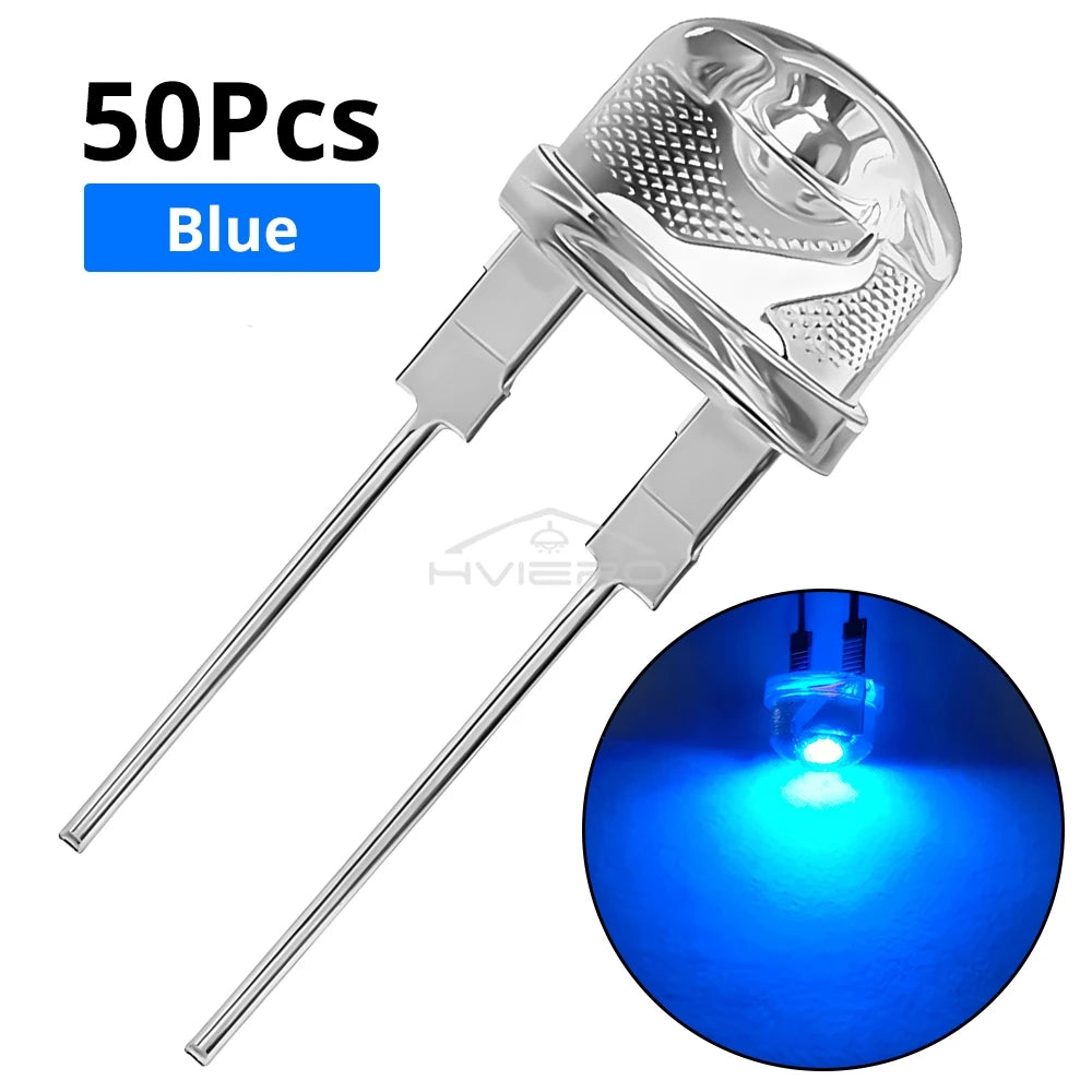 50Pcs 8mm Straw Hat LED Diode Beads – 6 Colors | DIY Lighting