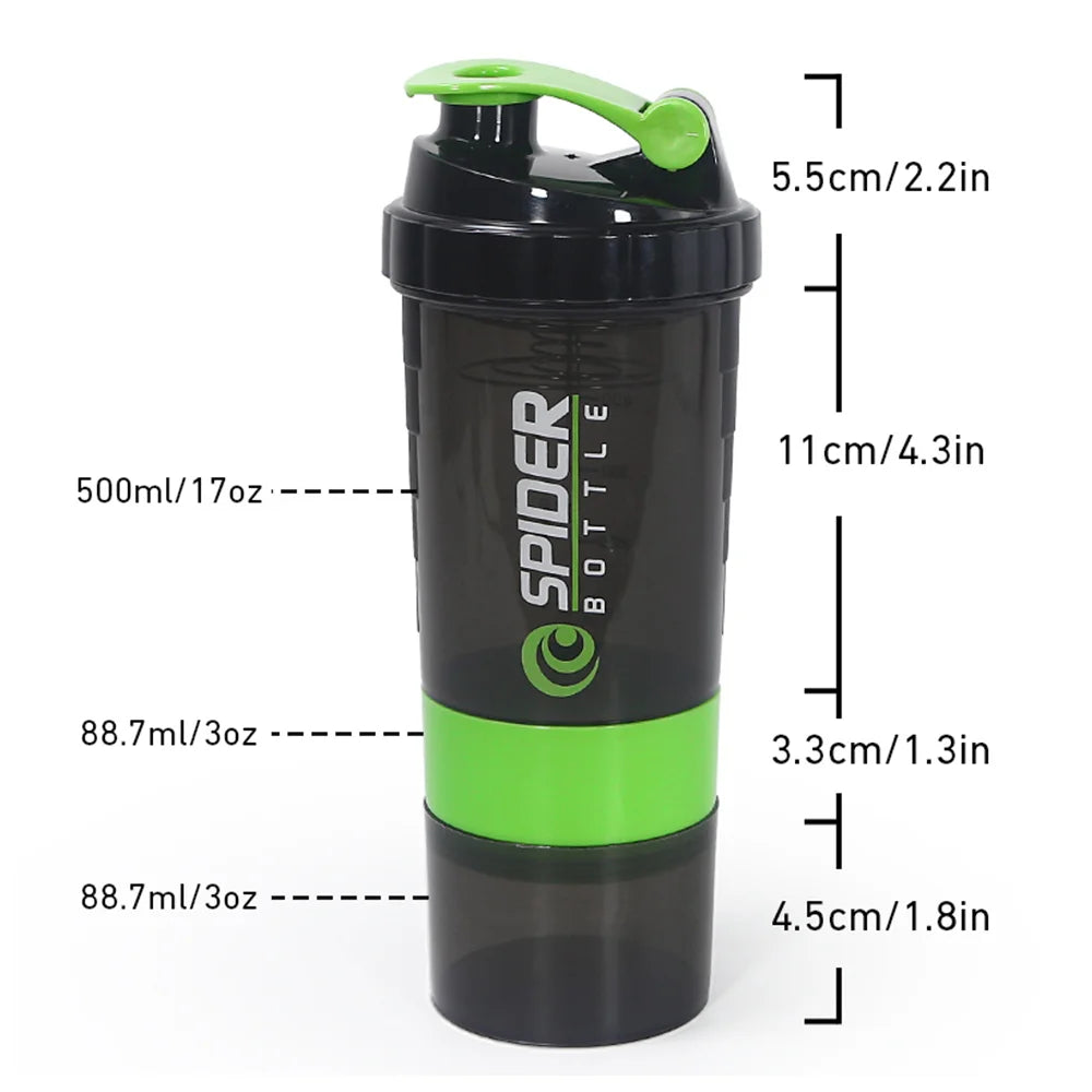 3 Layers Shaker Protein Bottle Powder Shake Cup Water Bottle Plastic Mixing Cup Body Building Exercise Bottle Oasis Select