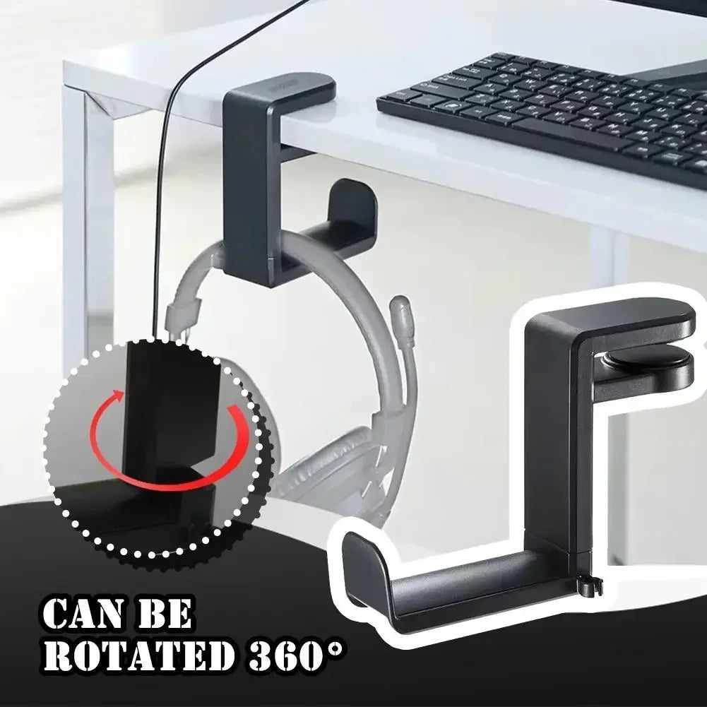 Headphone Bracket Swivel Mounted PC Gaming Headset Stand Holder Under Desk Hanger Hook Earphones Display Stand With USB Ports Oasis Select
