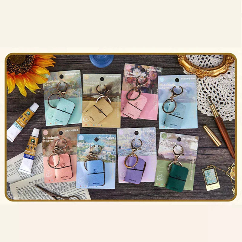 PU Keychain Soft Leather Mini Portable Diary Backpack Charm Notebook Literary Style Storage Accessory Oasis Select