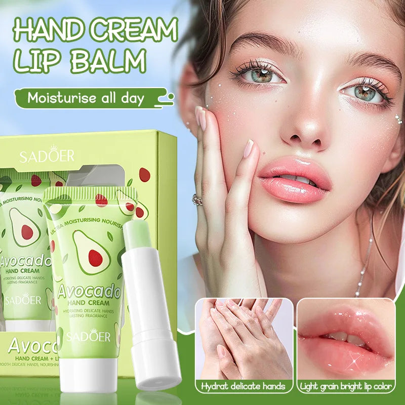 SADOER Avocado Hand Cream & Lip Balm 2-in-1 Skincare Gift Set