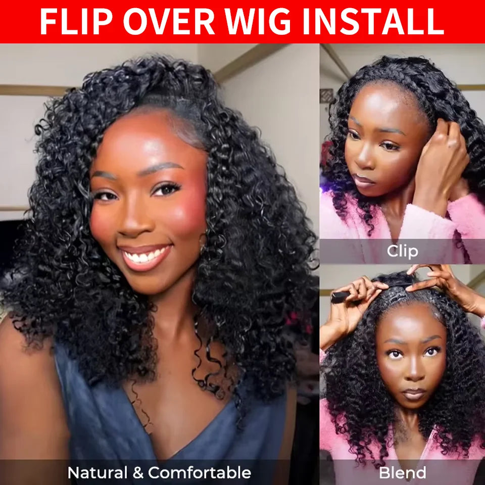 300 Density Burmese Curly Human Hair Wigs For Women 4C Afro Kinky Culry 3 IN 1 Half Wigs Human Hair Wigs 100% Human Hair On Sale Oasis Select