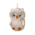 Cartoon Owl Chenille Hand Towel With Fuzzy Balls, Absorbent Fast-Drying Soft Hanging Towels For Bathroom And Kitchen Oasis Select White