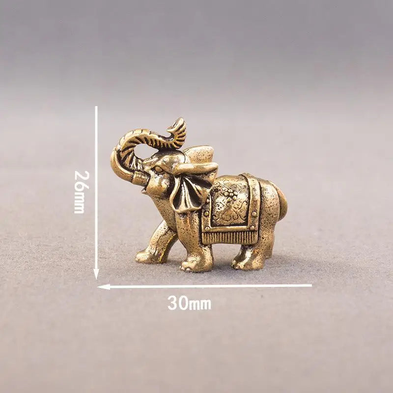 Copper Lucky Elephant Small Ornaments Brass Blessing Elephant Miniature Figurine Antique Bronze Animal Statue Oasis Select