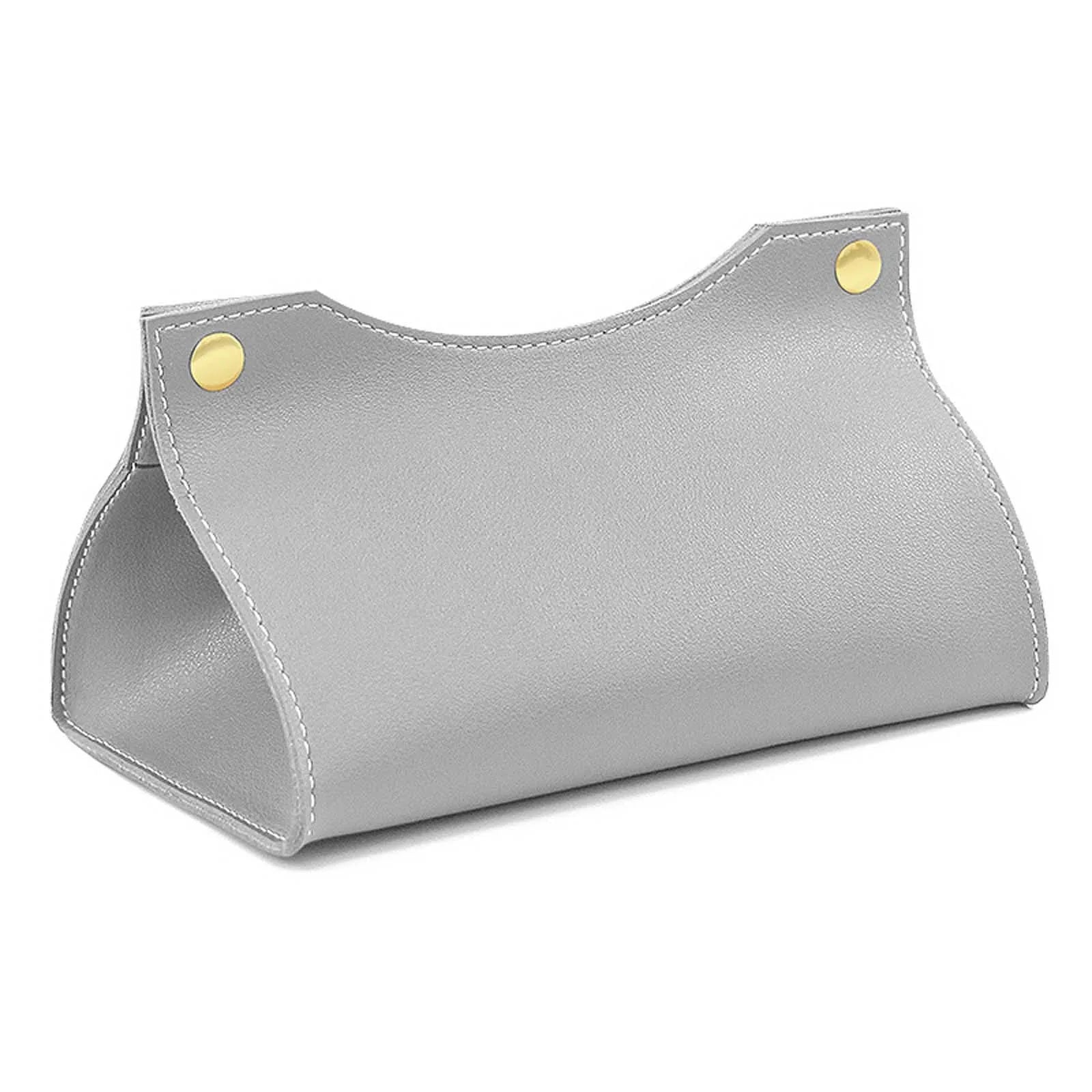 Tissue Box Holder Home Living Room Coffee Table Desktop Simple Napkin Box Kitchen Storage Paper Box PU Leather Organizers Oasis Select Gray