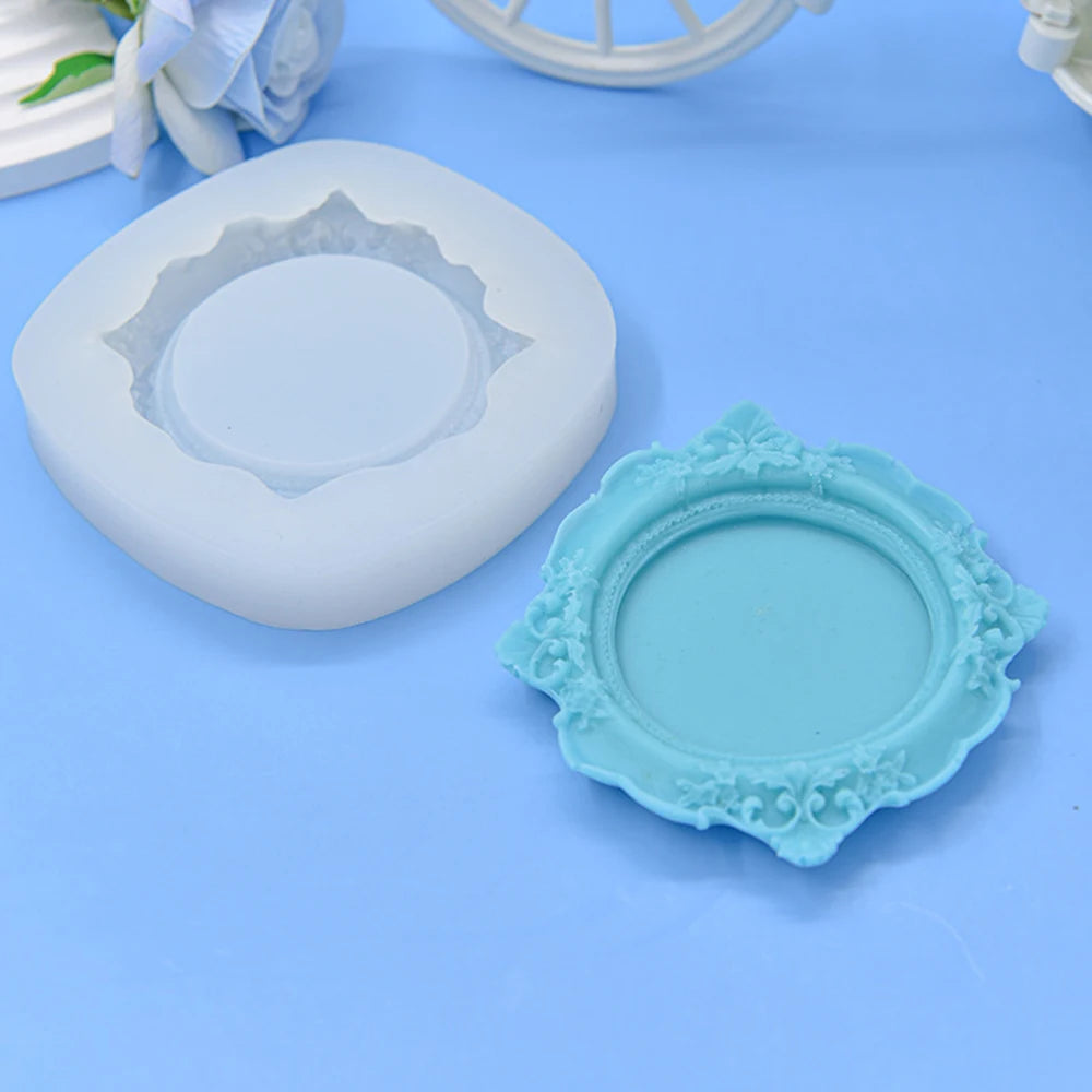 Baroque Style Tray Silicone Mold European Style Lace Relief Fruit Cake Pallet Cement Concrete Storage Dish Mould Resin Coaster Oasis Select