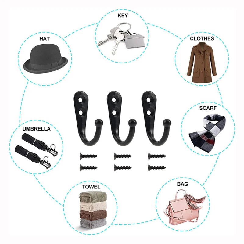 30pcs/set Heavy Duty Metal Wall Hooks with Screws, Garage Garden Storage Hanger for Tools Coats, Wall Mounted Alloy Hook,Gancho Oasis Select