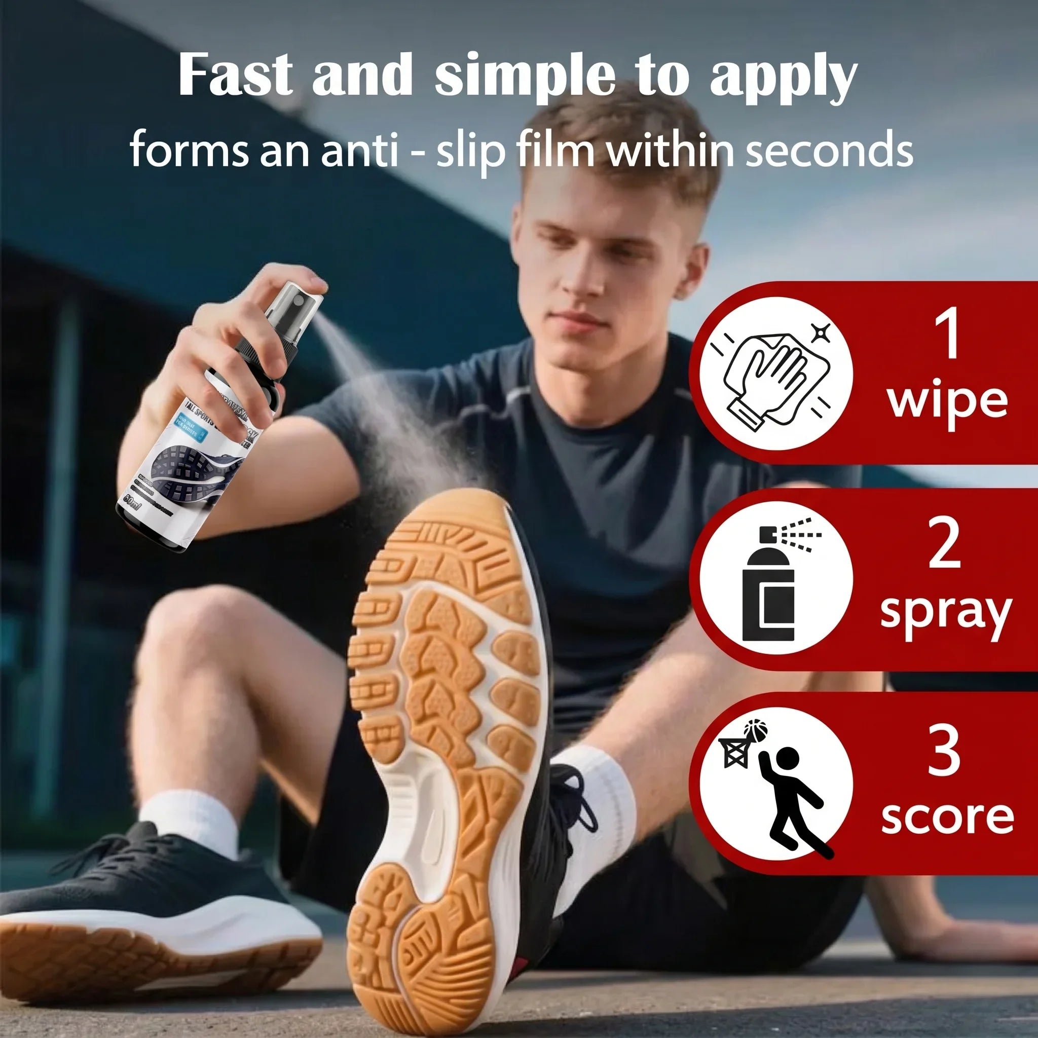 Shoe Grip Spray 50ml Anti-Slip Traction Enhancer Non-Slip Sole Liquid Athletic Footwear Fits Basketball Volleyball Tennis Sports Oasis Select