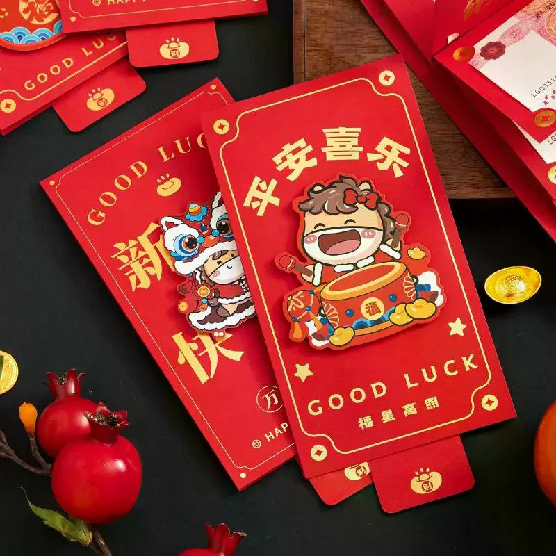 2026 New Year's Red Envelope Best Good Luck In Year Of The Horse Creative Durable Pulling Red Envelopes 6/10 Slots 1Pcs Oasis Select