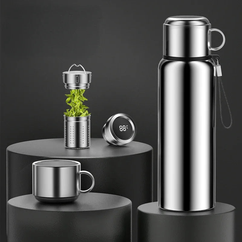 Stainless Steel Smart All-Steel Vacuum Cup Large Capacity Tea and Water Separation Portable Outdoor Sports Bottle Thermos Oasis Select