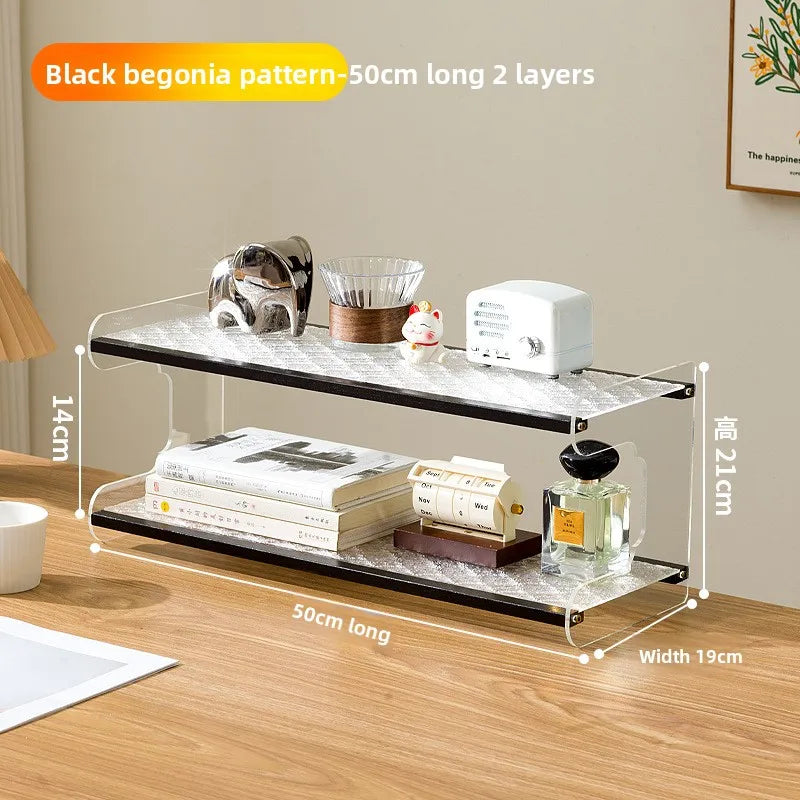 Desktop bookshelf, desktop shelf, desk storage rack, dormitory desk, study table, multi-layer shelf, multi-layer shelf Oasis Select Black 2-50