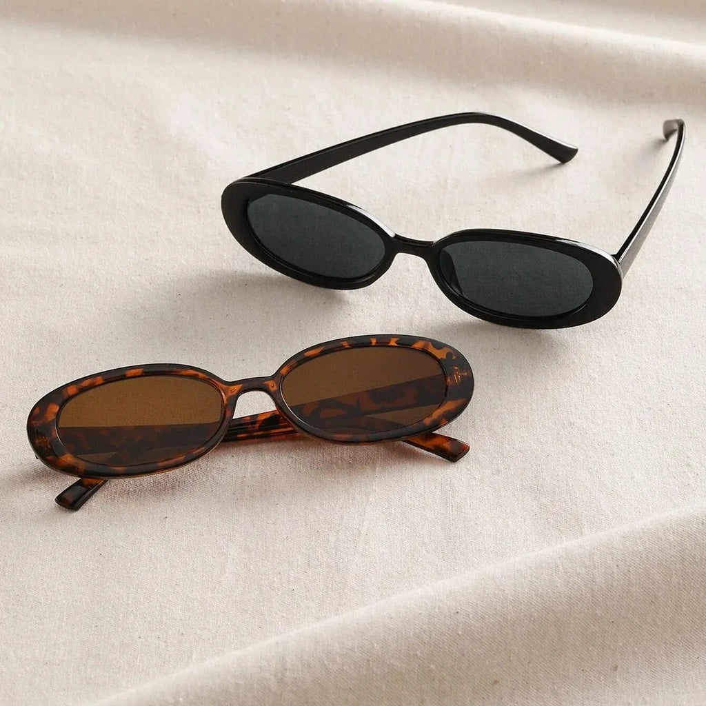 2PCS Women Small Oval Sunglasses Vintage Women's Brand Designer Sun Glasses Fashion UV Protection Shades Oasis Select