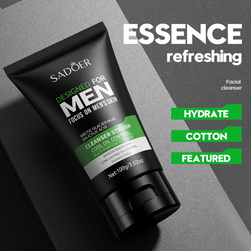 Deep Cleansing Facial Cleanser for Men Oil Control & Moisturizing Blackhead Removal & Pore Minimizer Acne Scar Care & Gentle Oasis Select