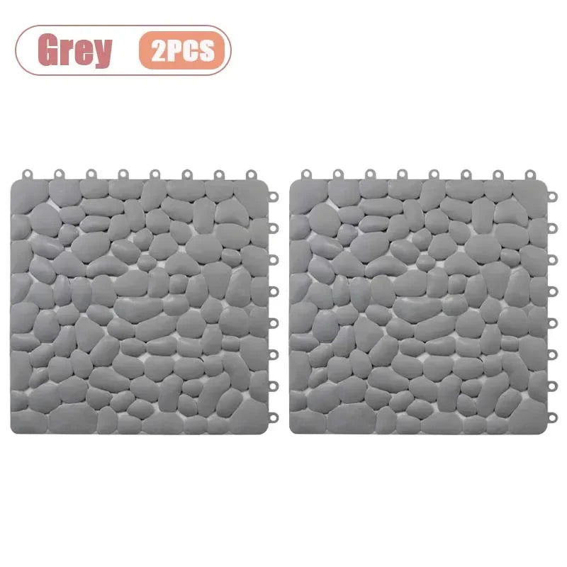 1-10PC 30X30cm Bathroom Pebble Non Slip Mat Waterproof Splicing Shower Pad for Toilet Room Floor Drop Resistant Foot Cushion Mat Oasis Select Grey-2PCS