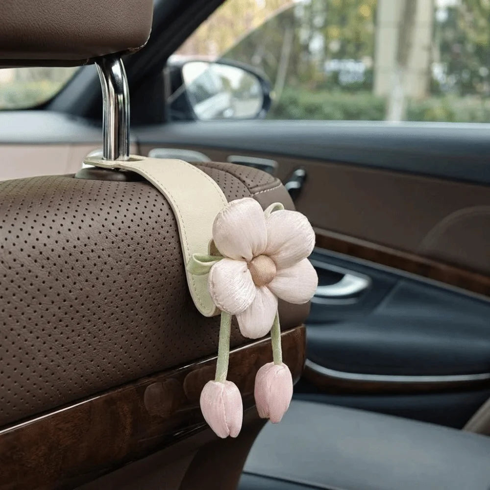 Tulip Flower Car Back Seat Hook | Decorative Leather Hanger